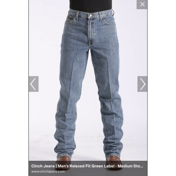 Cinch Men Green Label Relaxed Fit Blue Jeans 38 X 30 Tapered Western Ranch Denim - Picture 11 of 13